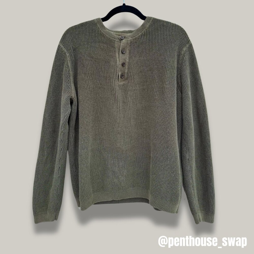 Men's Olive Green 100% Cotton Sweater, Size M